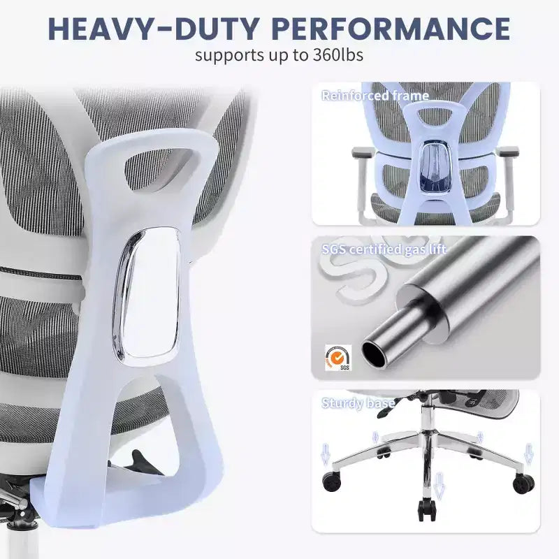 Fauteuil de bureau ergonomique en maille avec accoudoirs 3D réglables, chaise d'ordinateur de bureau à dossier haut, roulettes escamotables, fauteuil pivotant confortable