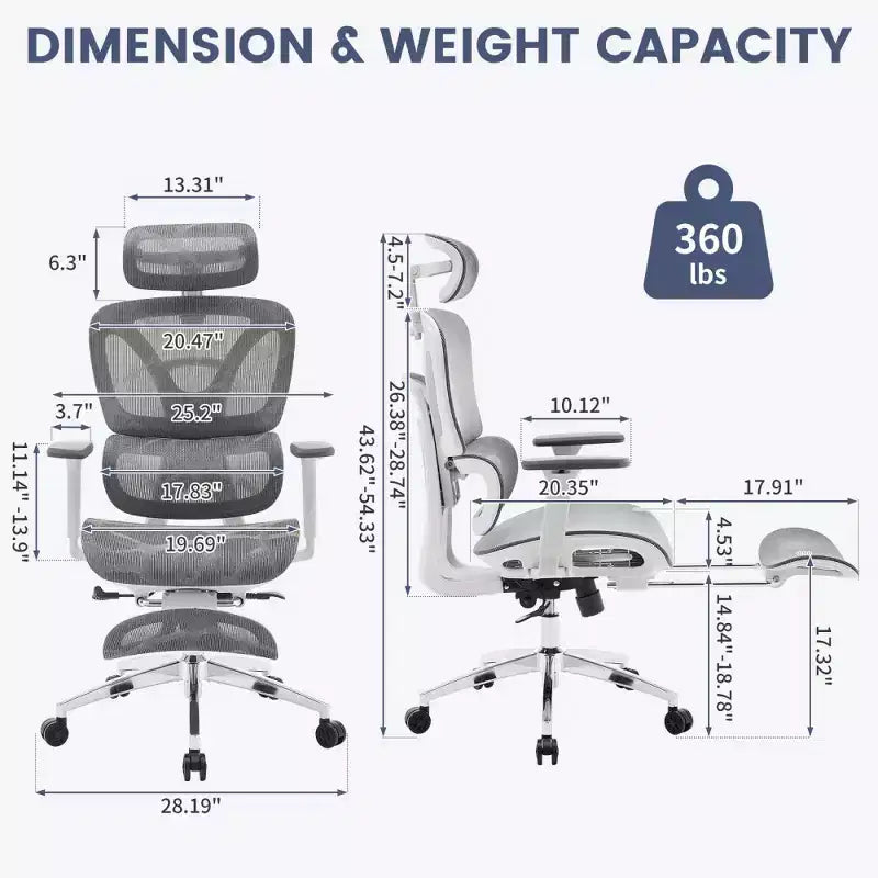 Fauteuil de bureau ergonomique en maille avec accoudoirs 3D réglables, chaise d'ordinateur de bureau à dossier haut, roulettes escamotables, fauteuil pivotant confortable