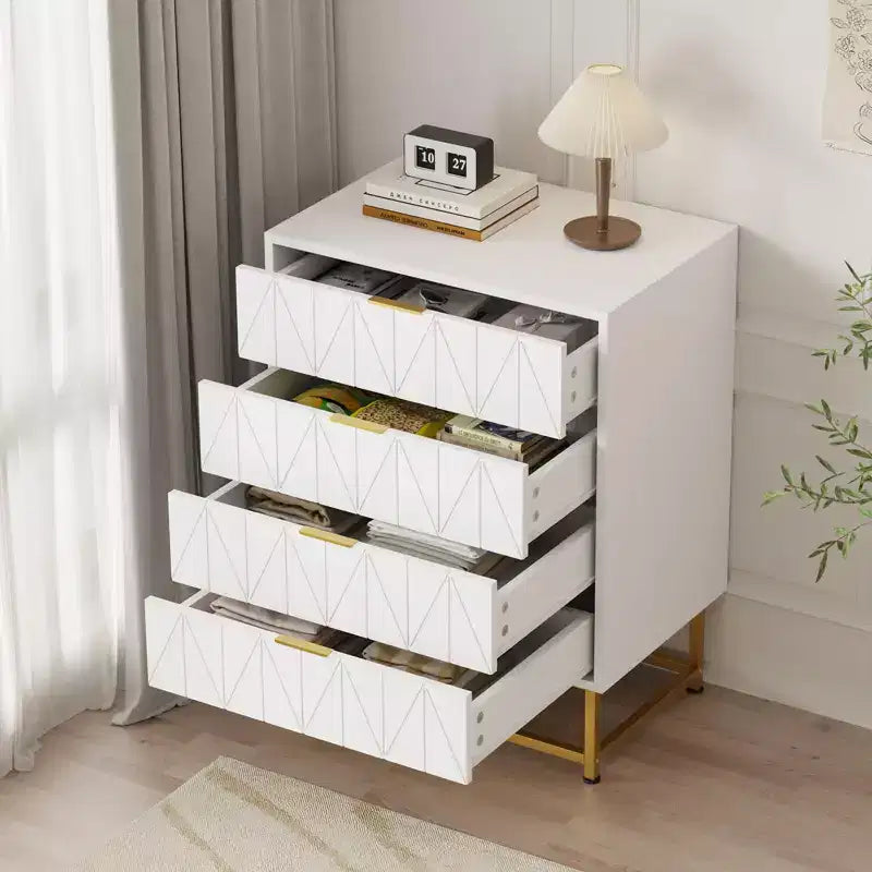 Commode en tissu à 4 tiroirs pour chambre à coucher, petite unité de rangement avec plateau en bois, table de chevet/d'appoint moderne