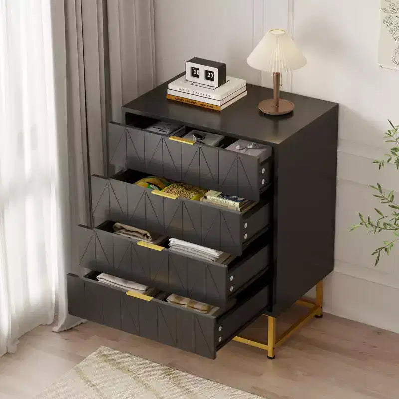 Commode en tissu à 4 tiroirs pour chambre à coucher, petite unité de rangement avec plateau en bois, table de chevet/d'appoint moderne