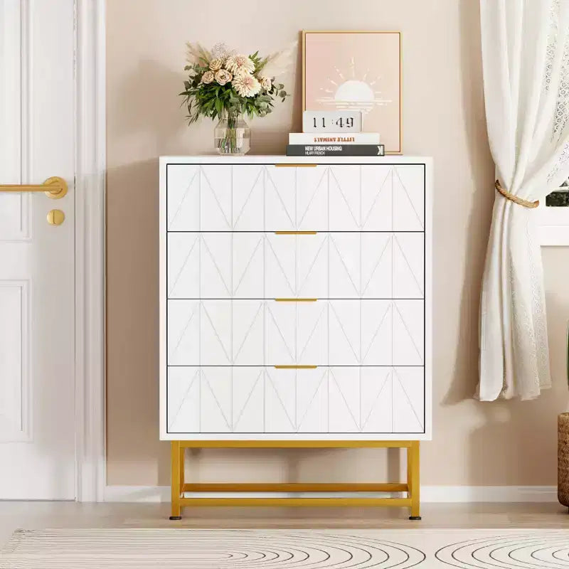 Commode en tissu à 4 tiroirs pour chambre à coucher, petite unité de rangement avec plateau en bois, table de chevet/d'appoint moderne