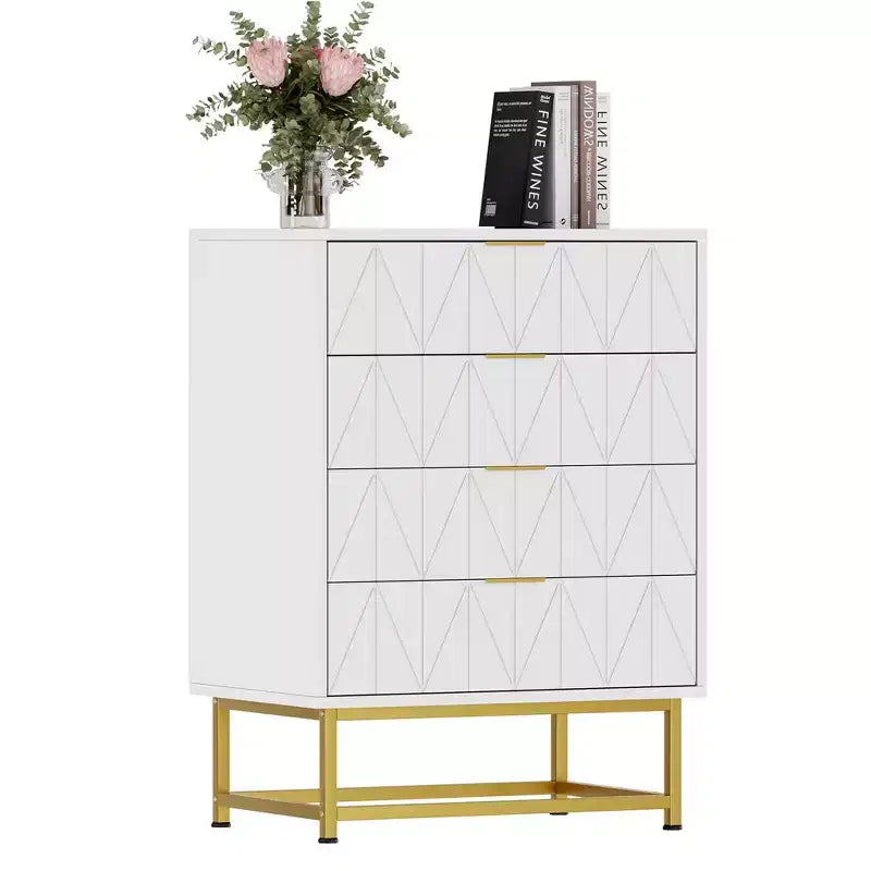 Commode en tissu à 4 tiroirs pour chambre à coucher, petite unité de rangement avec plateau en bois, table de chevet/d'appoint moderne