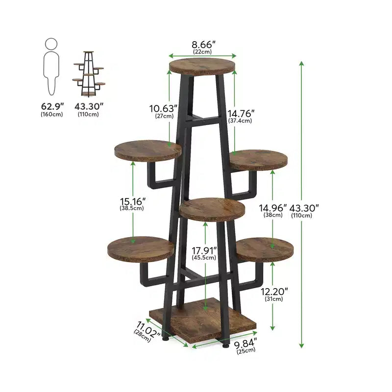 Support de plante de 110 cm 6 grands panneaux ronds Conception haute-basse adaptée à la lumière du soleil