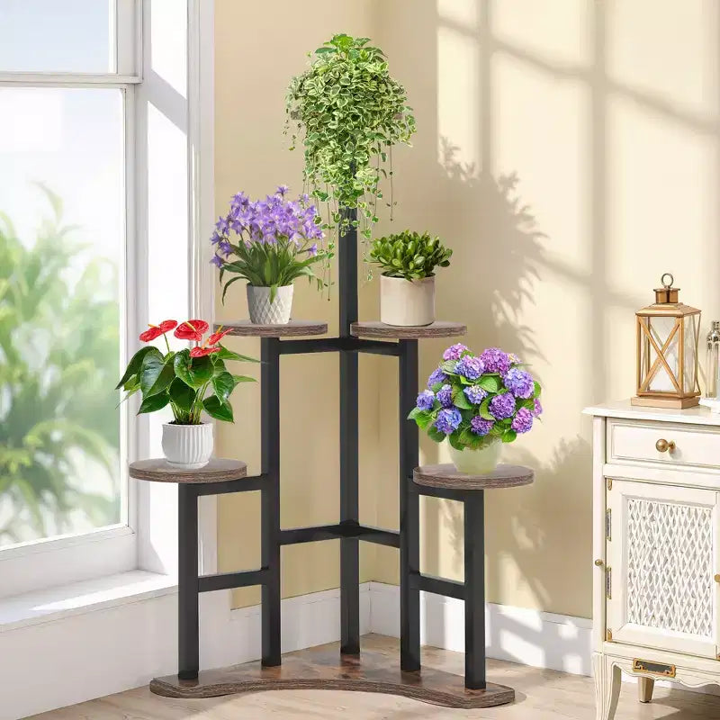 Support de plante de 110 cm 6 grands panneaux ronds Conception haute-basse adaptée à la lumière du soleil