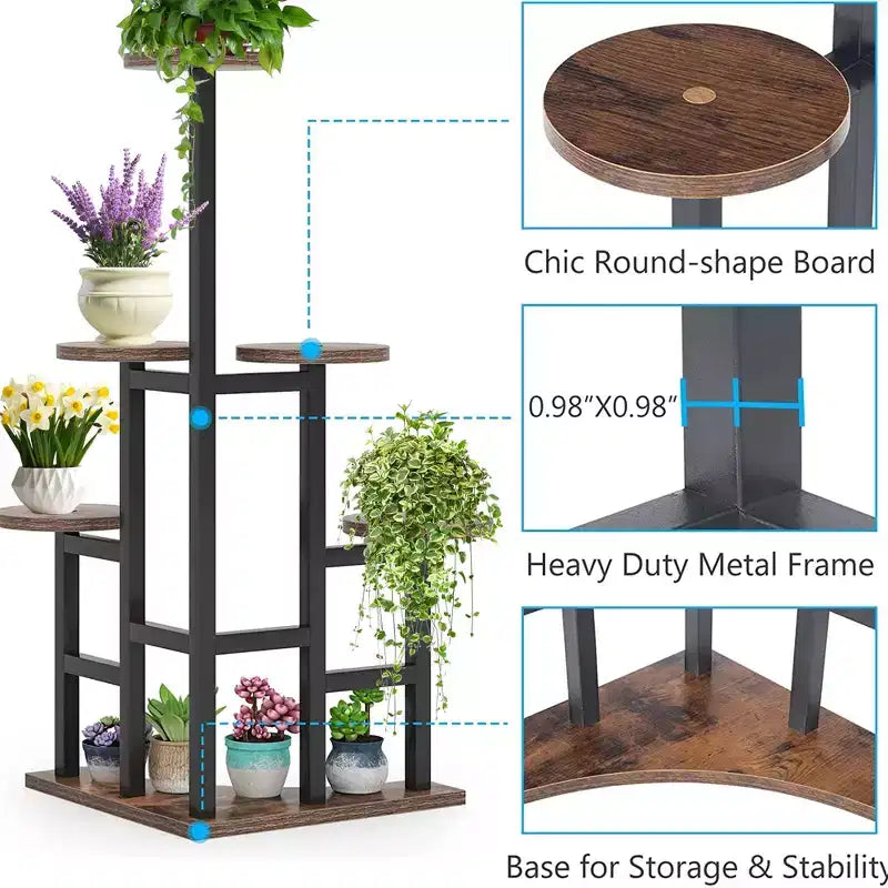 Support de plante de 110 cm 6 grands panneaux ronds Conception haute-basse adaptée à la lumière du soleil