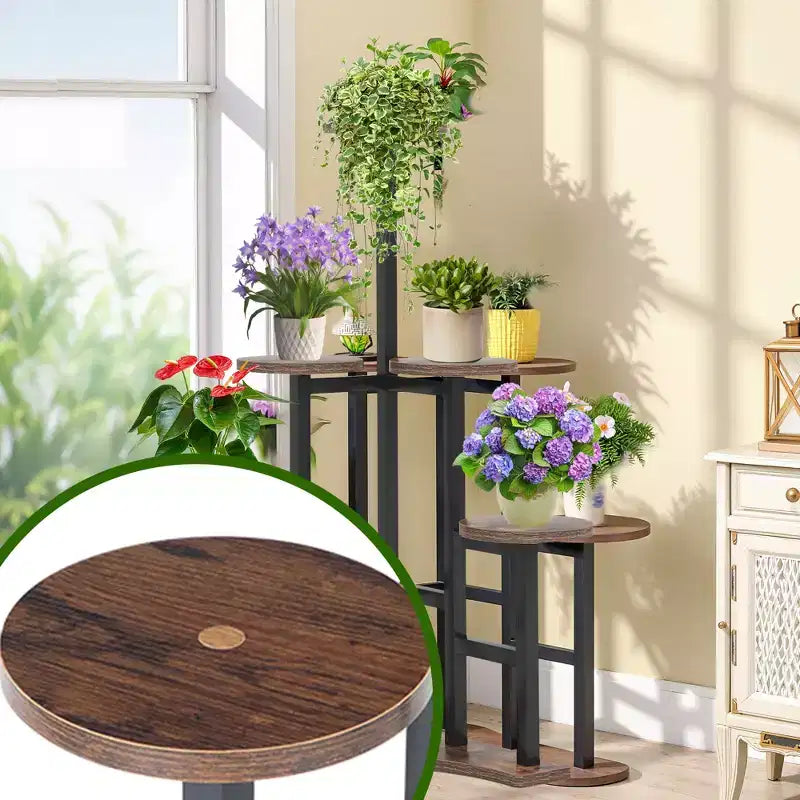 Support de plante de 110 cm 6 grands panneaux ronds Conception haute-basse adaptée à la lumière du soleil