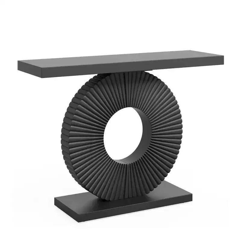 Table Console de Rangement Élégante et Épurée, Table d'Exposition à Plateau Texturé Abstrait pour Objets de Collection
