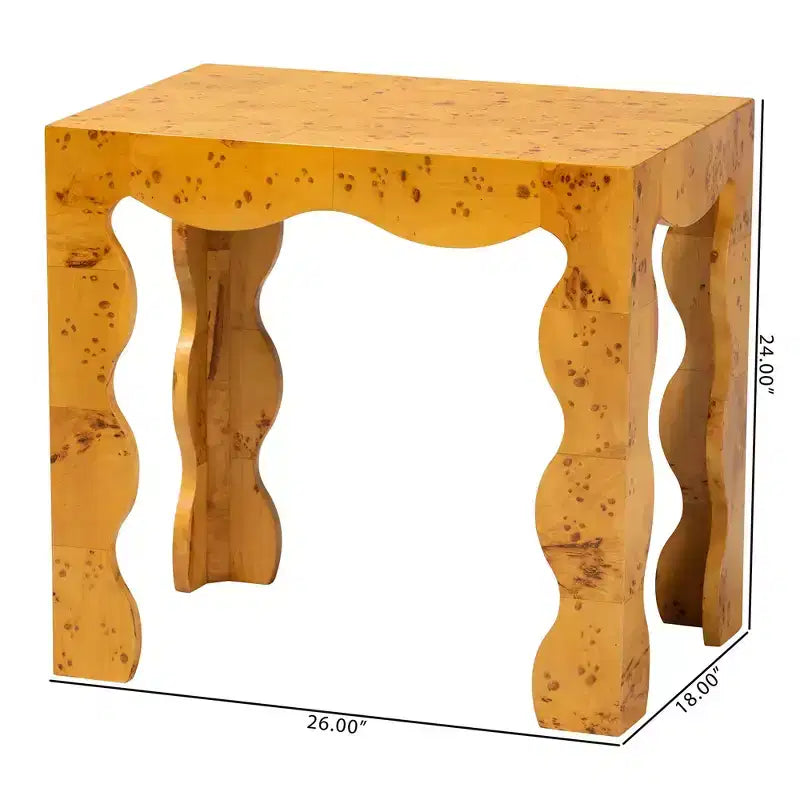 Table d'appoint en bois véritable de ronce moderne et contemporaine Huxley