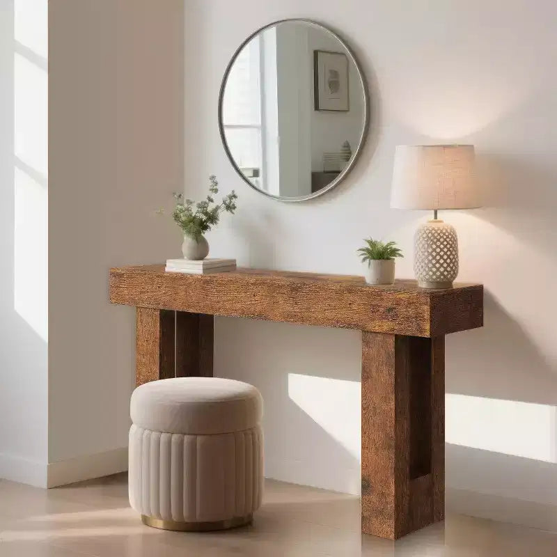 Console rustique de 63 po, longue table de chevet derrière le canapé, table d'entrée en bois