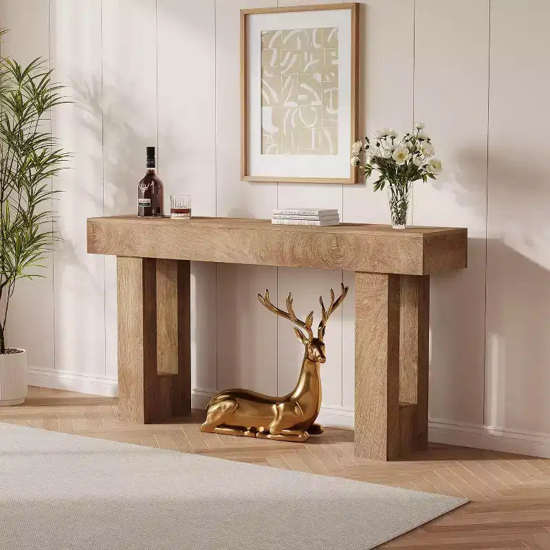 Console rustique de 63 po, longue table de chevet derrière le canapé, table d'entrée en bois