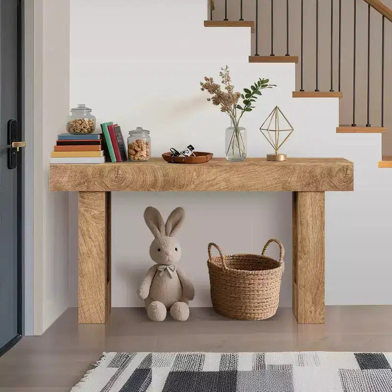 Console rustique de 63 po, longue table de chevet derrière le canapé, table d'entrée en bois