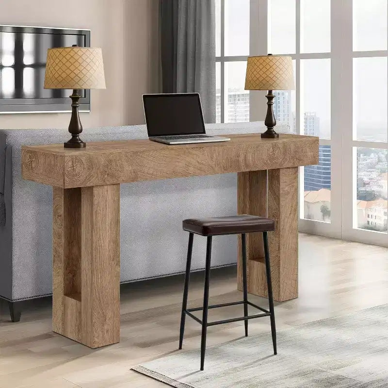 Console rustique de 63 po, longue table de chevet derrière le canapé, table d'entrée en bois