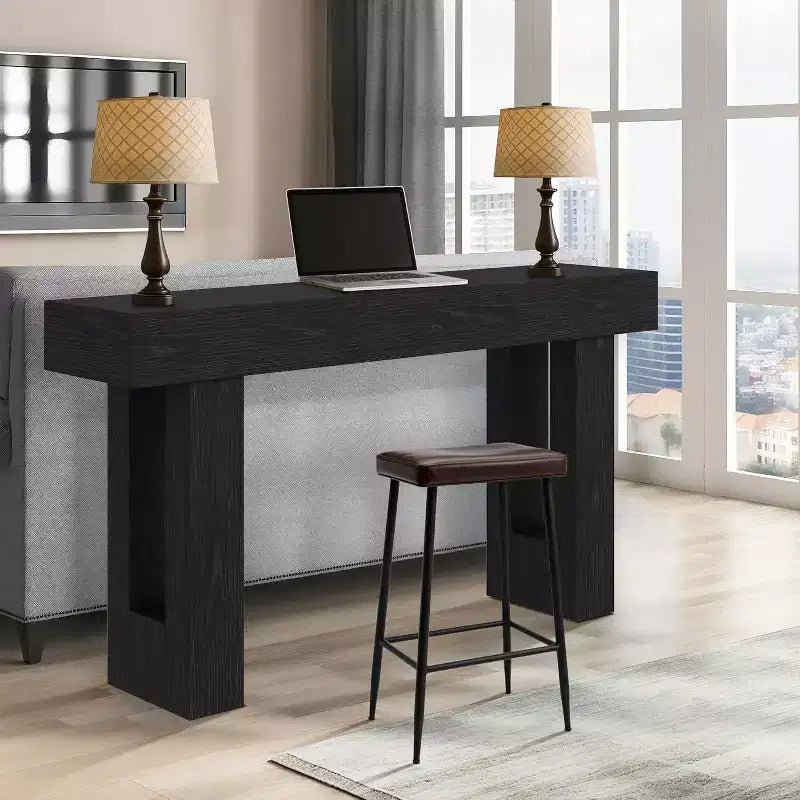 Console rustique de 63 po, longue table de chevet derrière le canapé, table d'entrée en bois