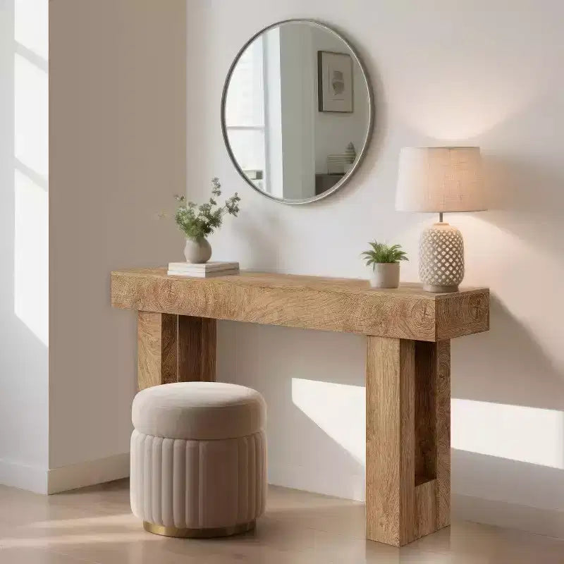 Console rustique de 63 po, longue table de chevet derrière le canapé, table d'entrée en bois