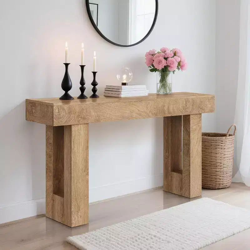 Console rustique de 63 po, longue table de chevet derrière le canapé, table d'entrée en bois