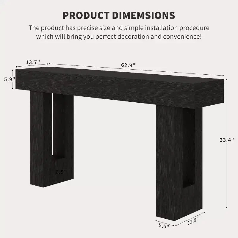 Console rustique de 63 po, longue table de chevet derrière le canapé, table d'entrée en bois