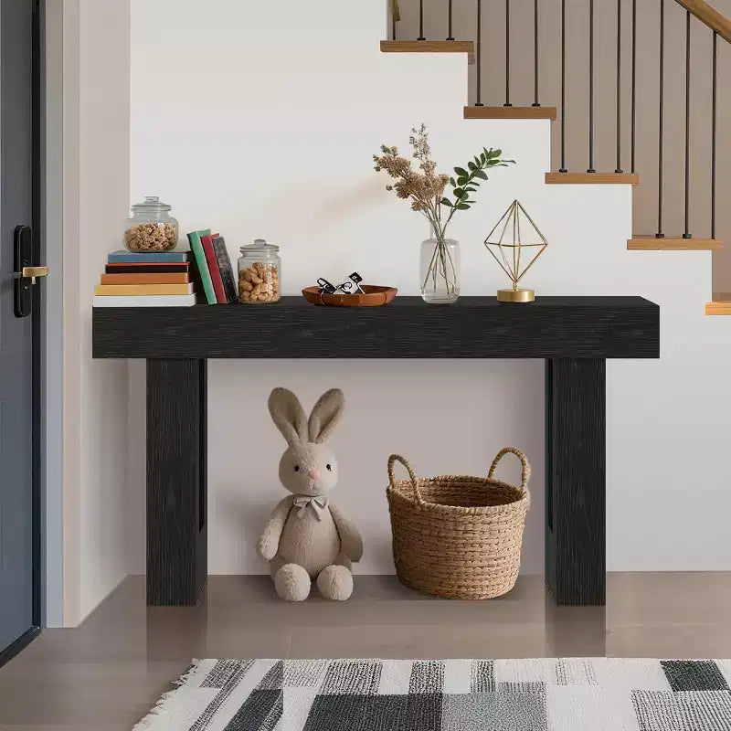 Console rustique de 63 po, longue table de chevet derrière le canapé, table d'entrée en bois