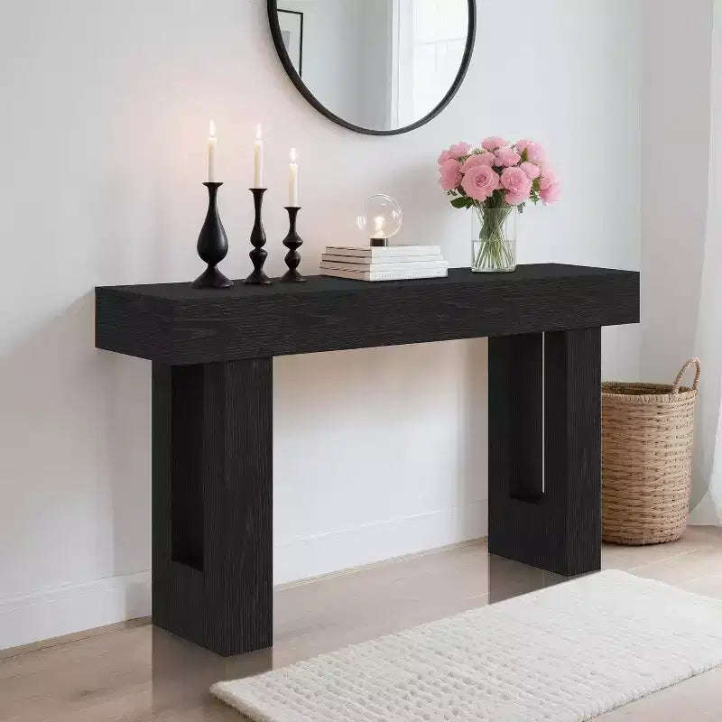 Console rustique de 63 po, longue table de chevet derrière le canapé, table d'entrée en bois