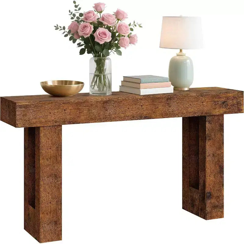 Console rustique de 63 po, longue table de chevet derrière le canapé, table d'entrée en bois