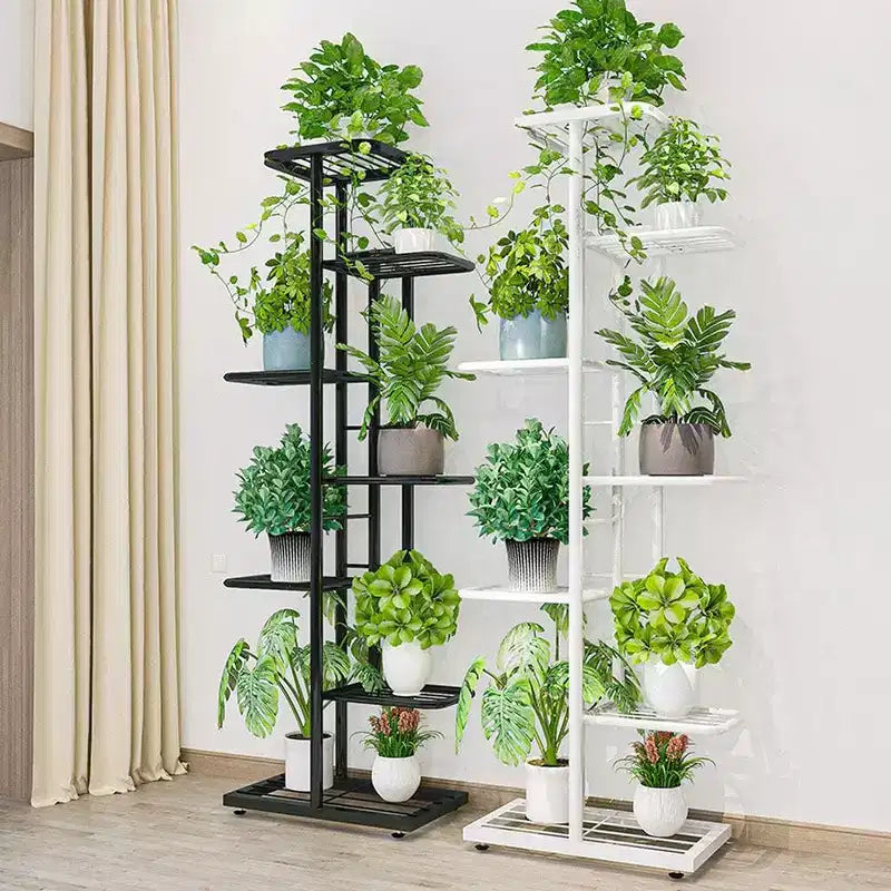 Étagère à plantes d'intérieur, étagère à plantes en métal à 8 niveaux, haute, pour plusieurs plantes d'intérieur, 141 cm, grandes étagères d'angle de présentation