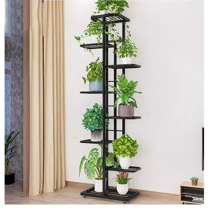 Étagère à plantes d'intérieur, étagère à plantes en métal à 8 niveaux, haute, pour plusieurs plantes d'intérieur, 141 cm, grandes étagères d'angle de présentation