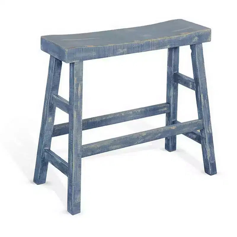 Banc de bar haut de 84 cm de large | Pieds en tréteaux avec repose-pieds | Bois d'acajou
