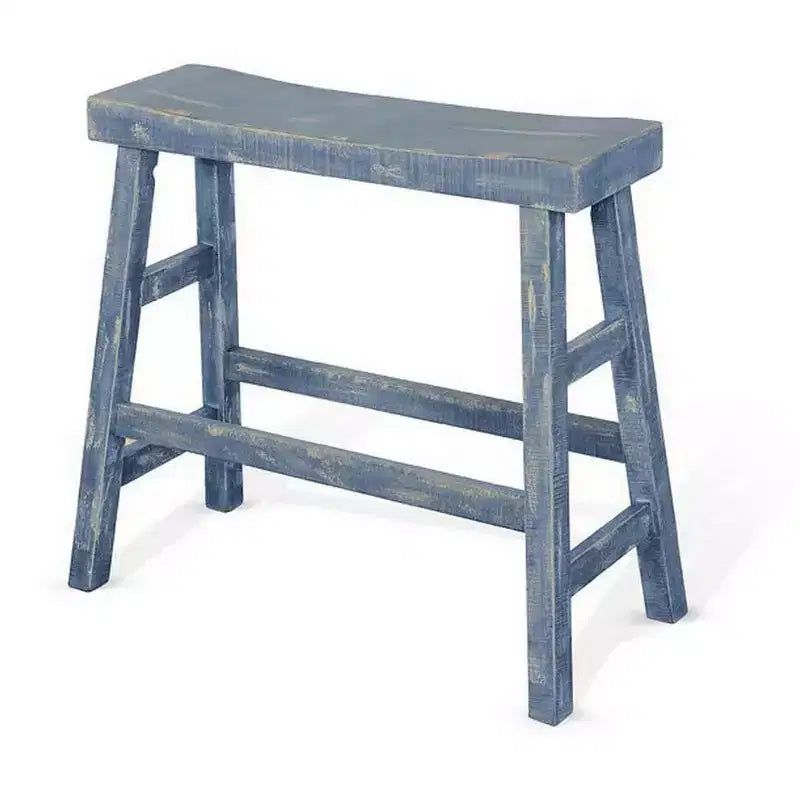 Banc de bar haut de 84 cm de large | Pieds en tréteaux avec repose-pieds | Bois d'acajou