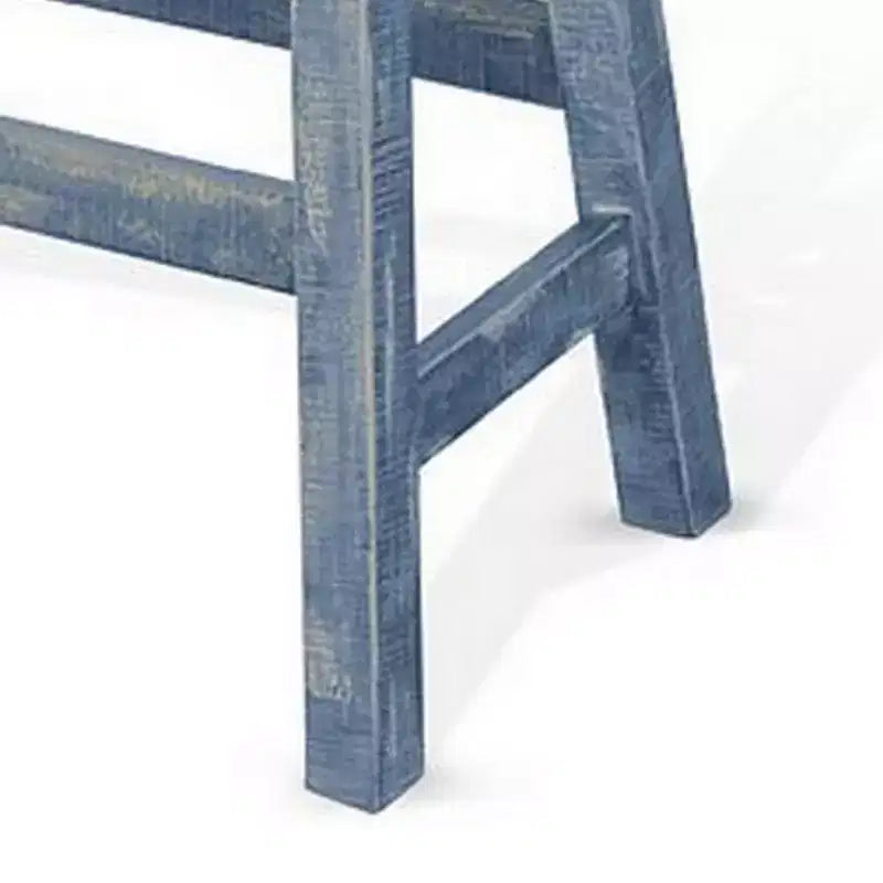 Banc de bar haut de 84 cm de large | Pieds en tréteaux avec repose-pieds | Bois d'acajou
