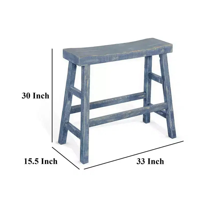 Banc de bar haut de 84 cm de large | Pieds en tréteaux avec repose-pieds | Bois d'acajou