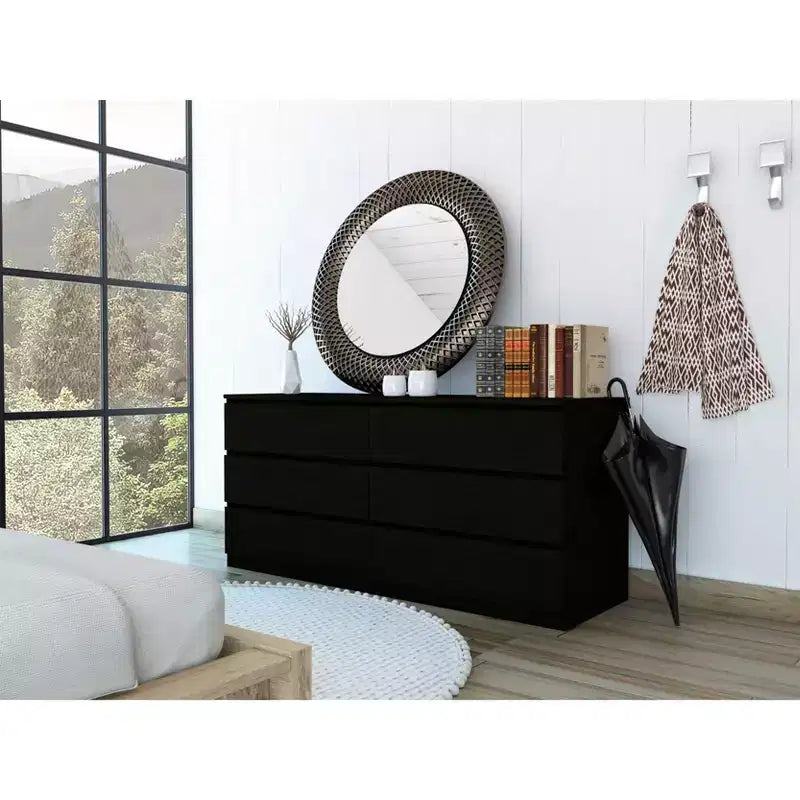 Commode de chambre moderne et élégante avec 6 tiroirs doubles, table de chevet avec grand espace de rangement, pour salon, couloir, entrée