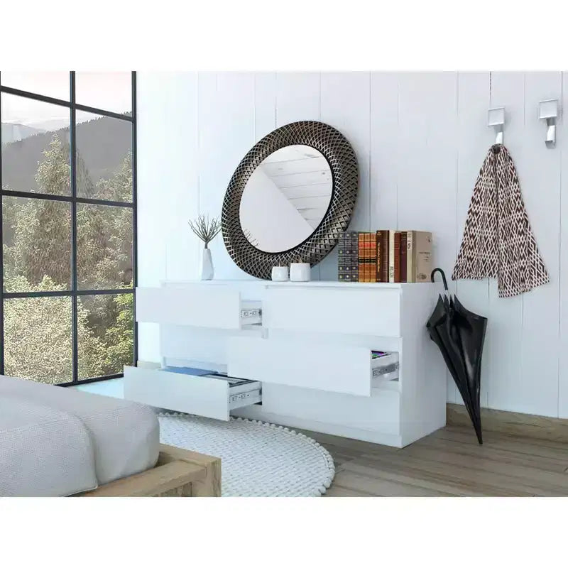 Commode de chambre moderne et élégante avec 6 tiroirs doubles, table de chevet avec grand espace de rangement, pour salon, couloir, entrée