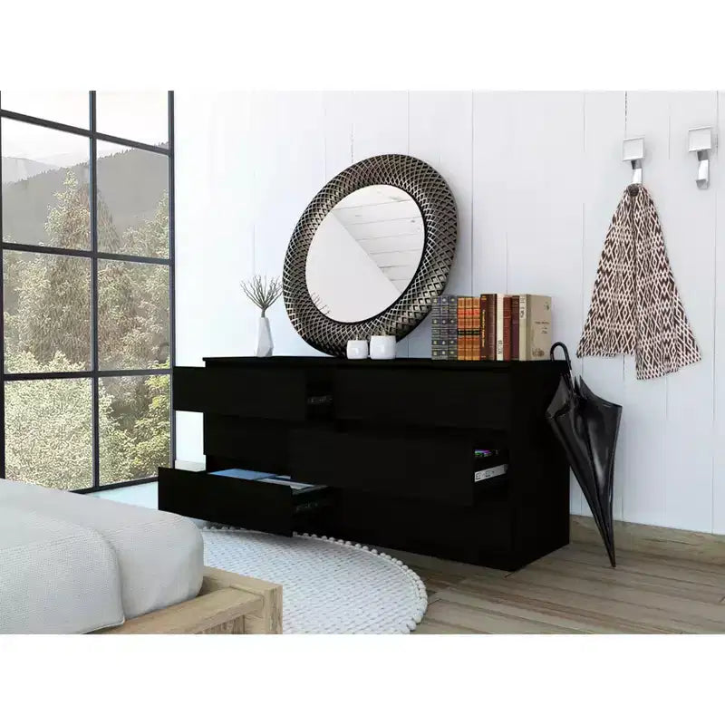 Commode de chambre moderne et élégante avec 6 tiroirs doubles, table de chevet avec grand espace de rangement, pour salon, couloir, entrée