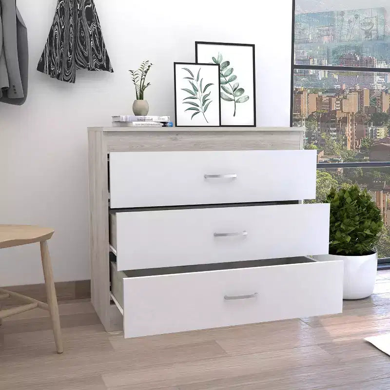 Commode de chambre haute et étroite, minimaliste et moderne, à 5 tiroirs avec poignées métalliques et tiroir supérieur verrouillable, pour chambre à coucher ou entrée