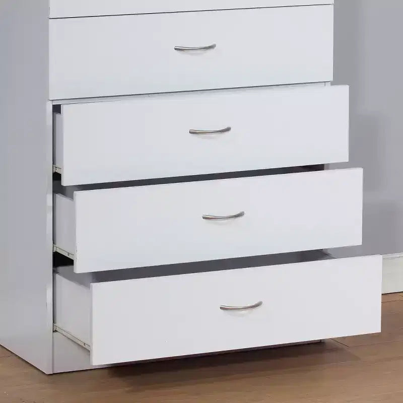 Commode de chambre haute et étroite, minimaliste et moderne, à 5 tiroirs avec poignées métalliques et tiroir supérieur verrouillable, pour chambre à coucher ou entrée