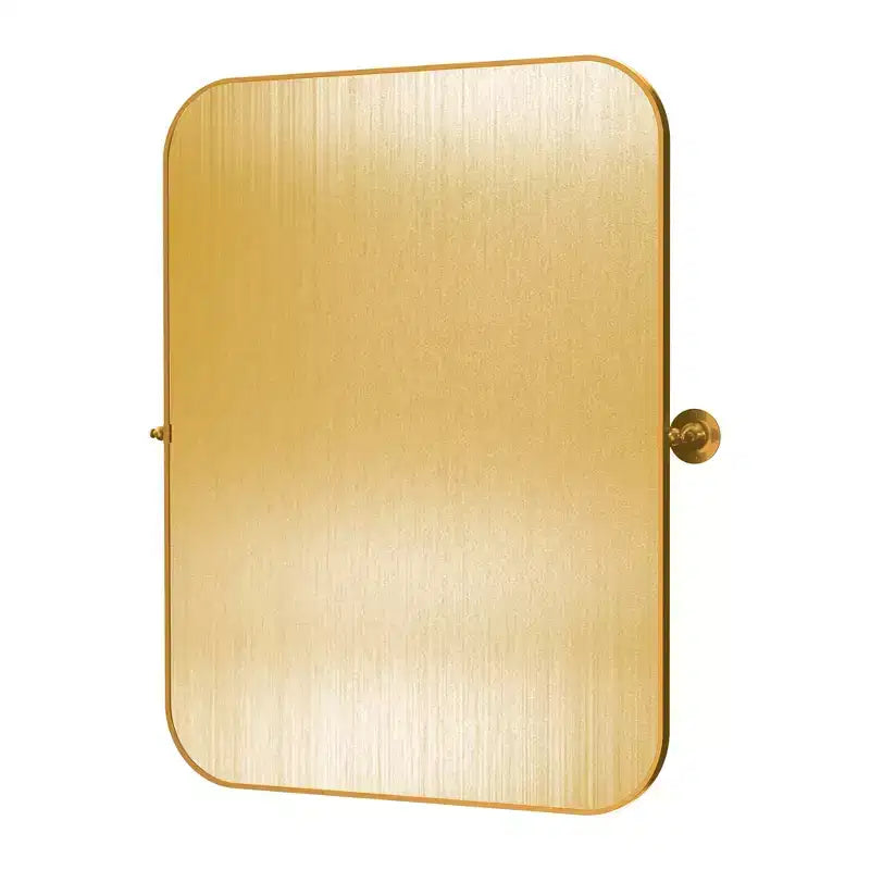 Miroir mural rectangulaire arrondi en fer forgé doré de 35,83x24,02x1,57 pouces
