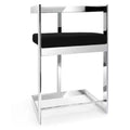 HomeRoots 26 Black and Silver Velvet and Stainless Steel Low Back Counter Height Bar Chair