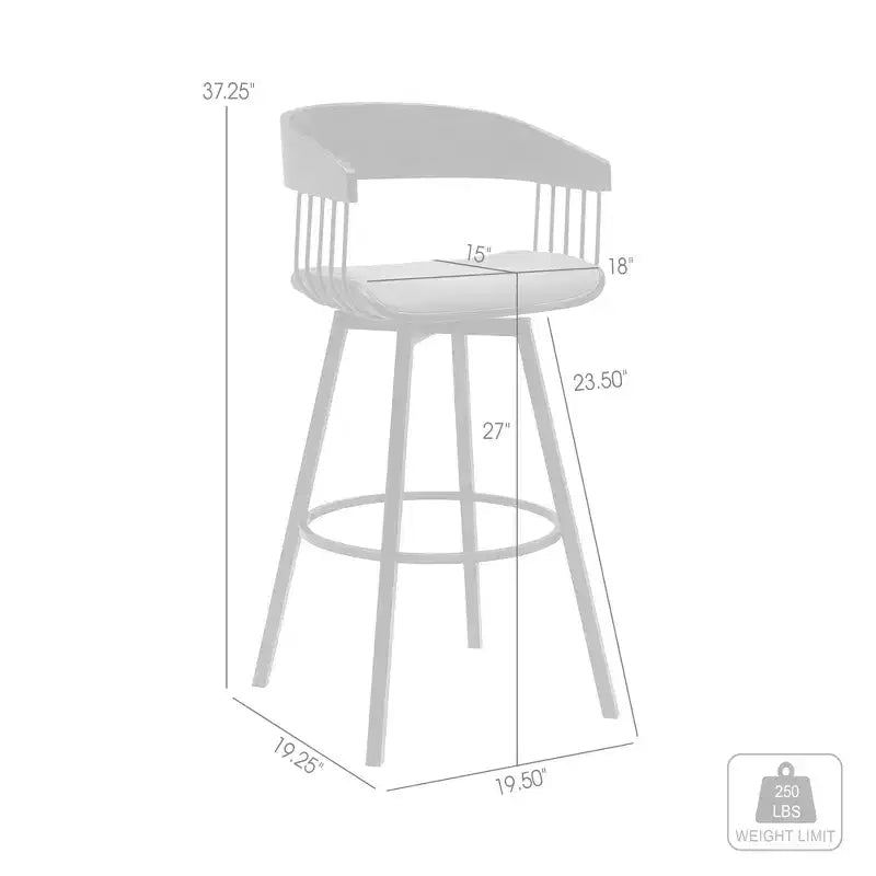 27 Chaise de bar pivotante de comptoir en tissu gris clair et noir et métal