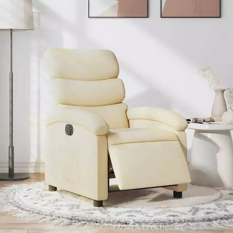 Fauteuil inclinable électrique - Fauteuil réglable en tissu crème avec repose-pieds motorisé, pochette latérale et rembourrage épais pour salon, chambre à coucher