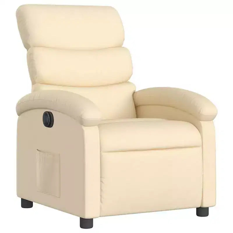 Fauteuil inclinable électrique - Fauteuil réglable en tissu crème avec repose-pieds motorisé, pochette latérale et rembourrage épais pour salon, chambre à coucher