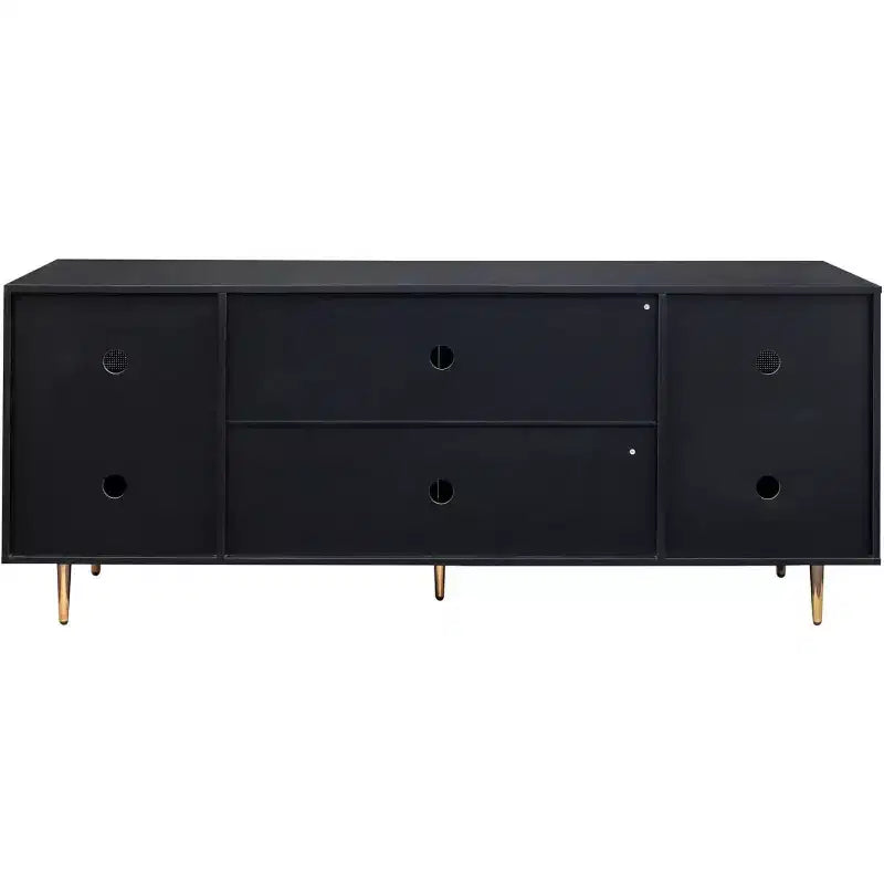 Buffet avec portes en rotin, console de rangement pour la cuisine, la salle à manger, le salon, le couloir, noir