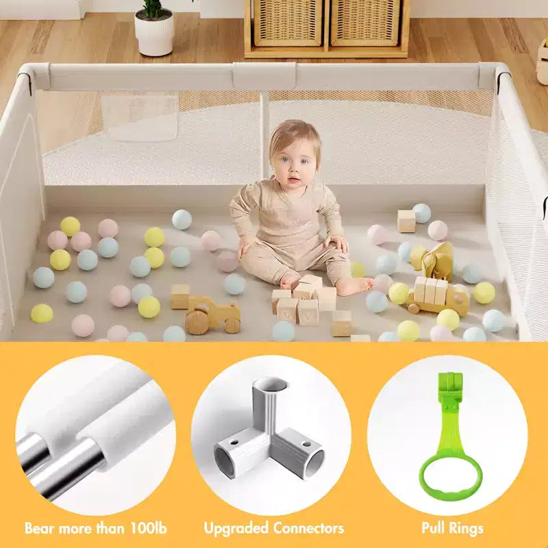 Parc Bébés 59x59in Sûr et Durable pour Bébés et Tout-petits, Utilisation Intérieure et Extérieure, Parfait pour le Jeu et l'Apprentissage
