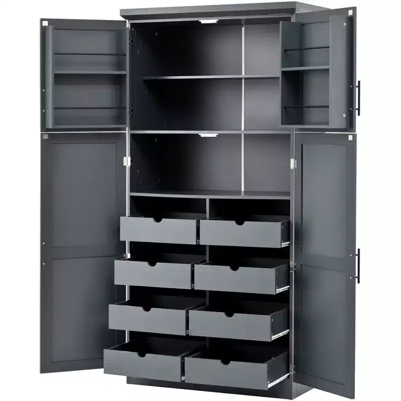 Meuble de rangement de cuisine autoportant de 35,5 po avec 4 portes et tiroirs coulissants