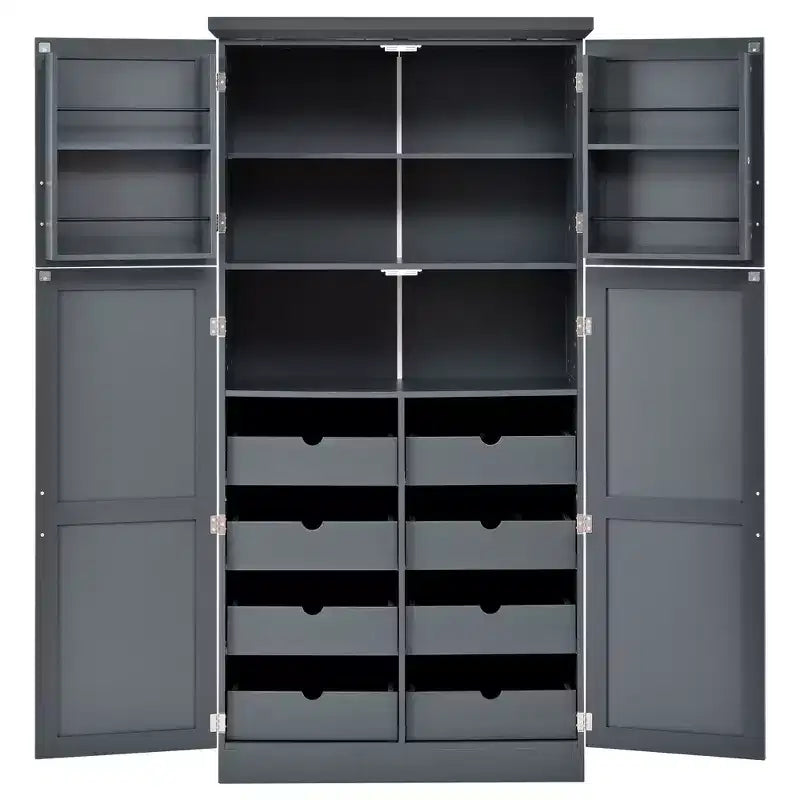 Meuble de rangement de cuisine autoportant de 35,5 po avec 4 portes et tiroirs coulissants