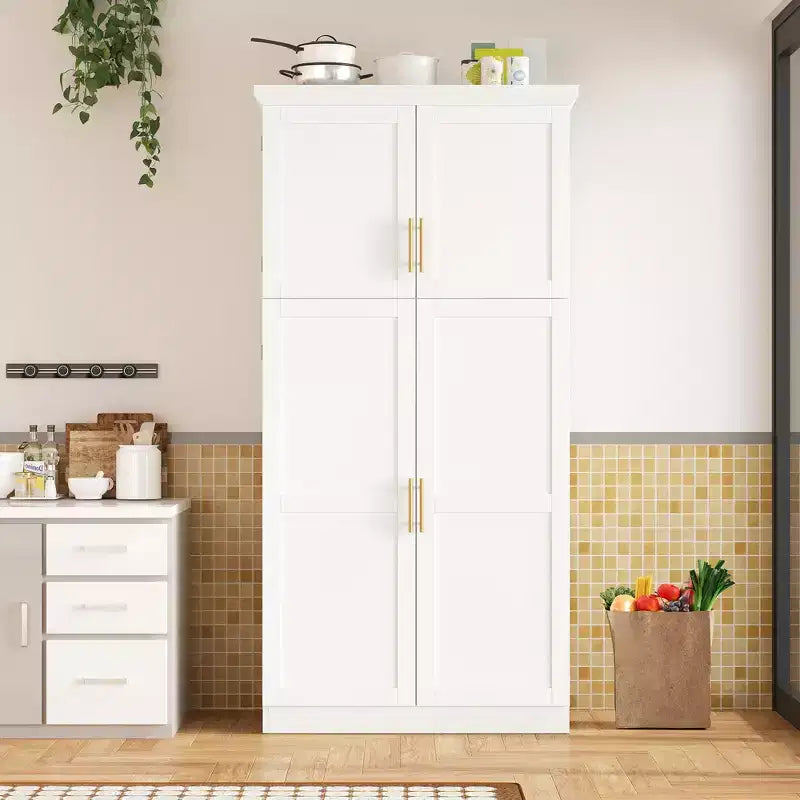 Meuble de rangement de cuisine autoportant de 35,5 po avec 4 portes et tiroirs coulissants