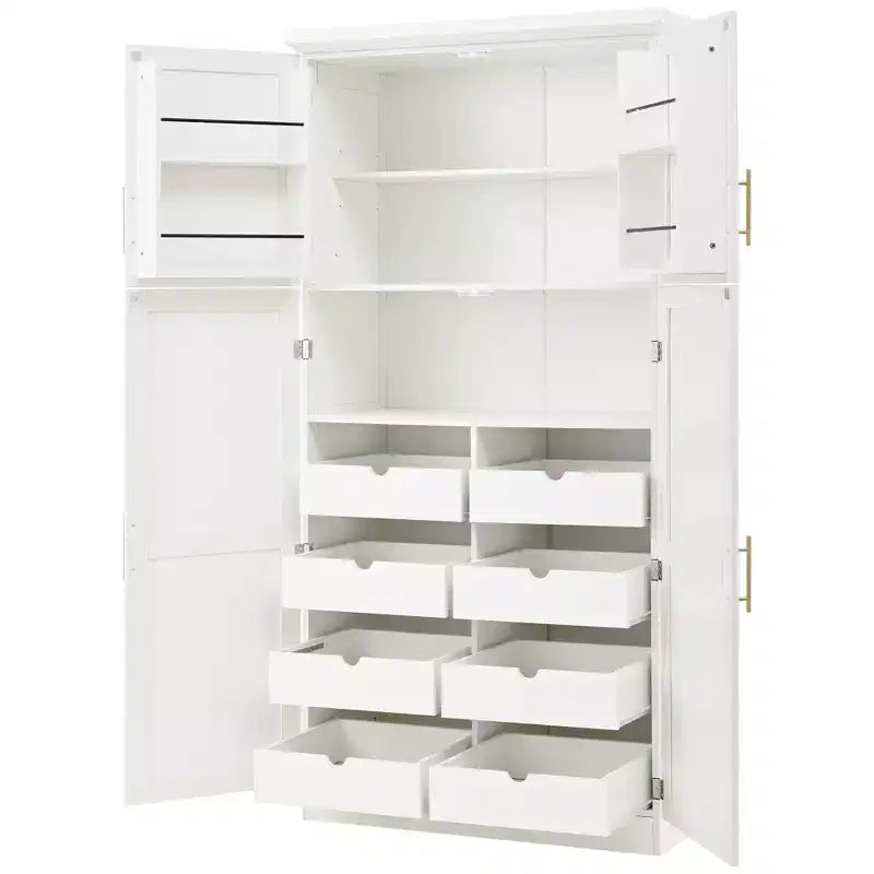 Meuble de rangement de cuisine autoportant de 35,5 po avec 4 portes et tiroirs coulissants