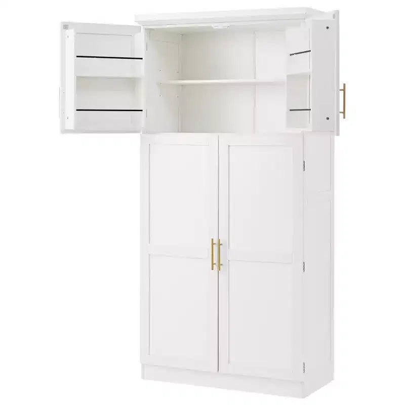 Meuble de rangement de cuisine autoportant de 35,5 po avec 4 portes et tiroirs coulissants
