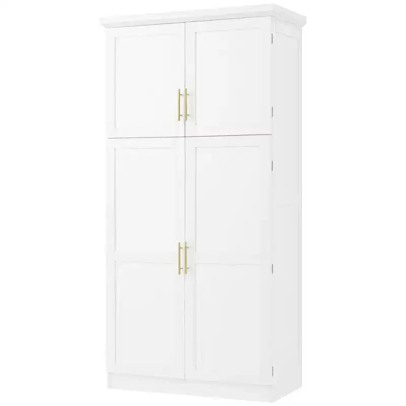 Meuble de rangement de cuisine autoportant de 35,5 po avec 4 portes et tiroirs coulissants