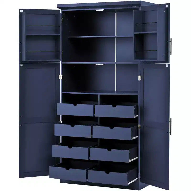 Meuble de rangement de cuisine autoportant de 35,5 po avec 4 portes et tiroirs coulissants
