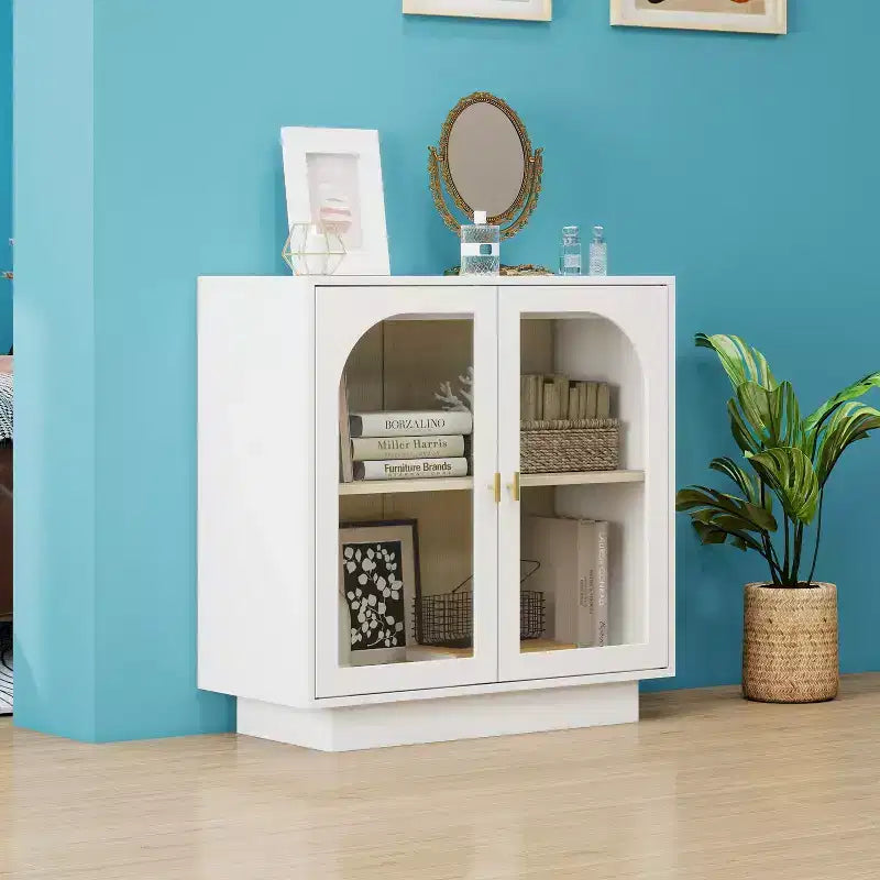 Meuble de rangement moderne Veatch avec portes en acrylique et étagère réglable