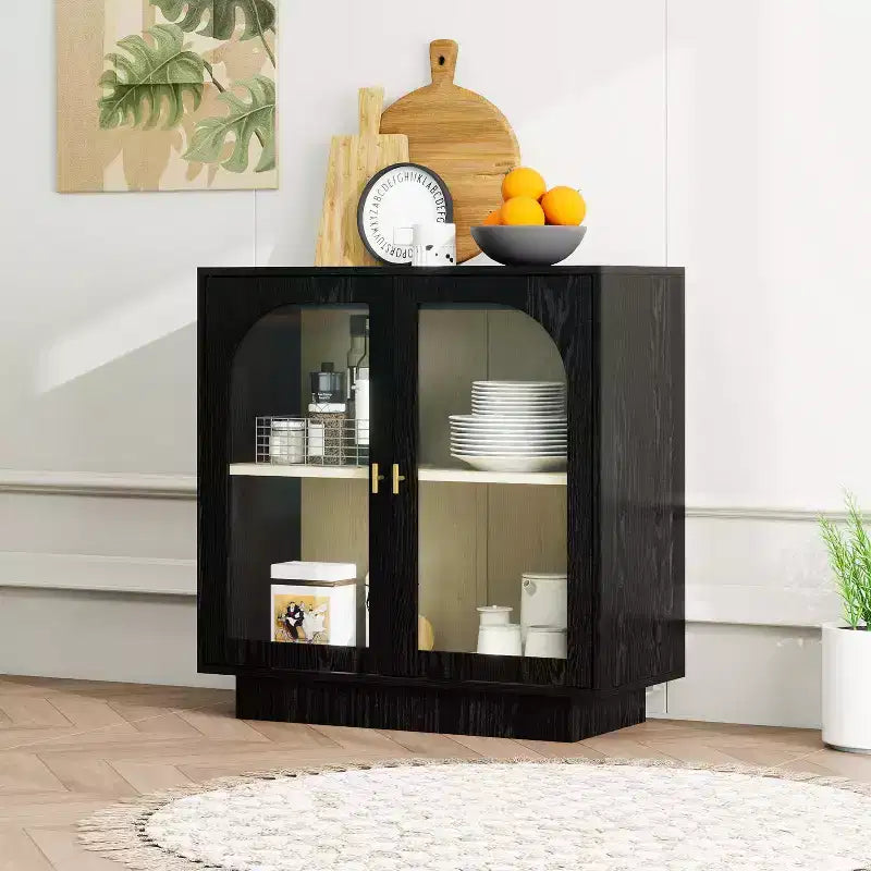 Meuble de rangement moderne Veatch avec portes en acrylique et étagère réglable